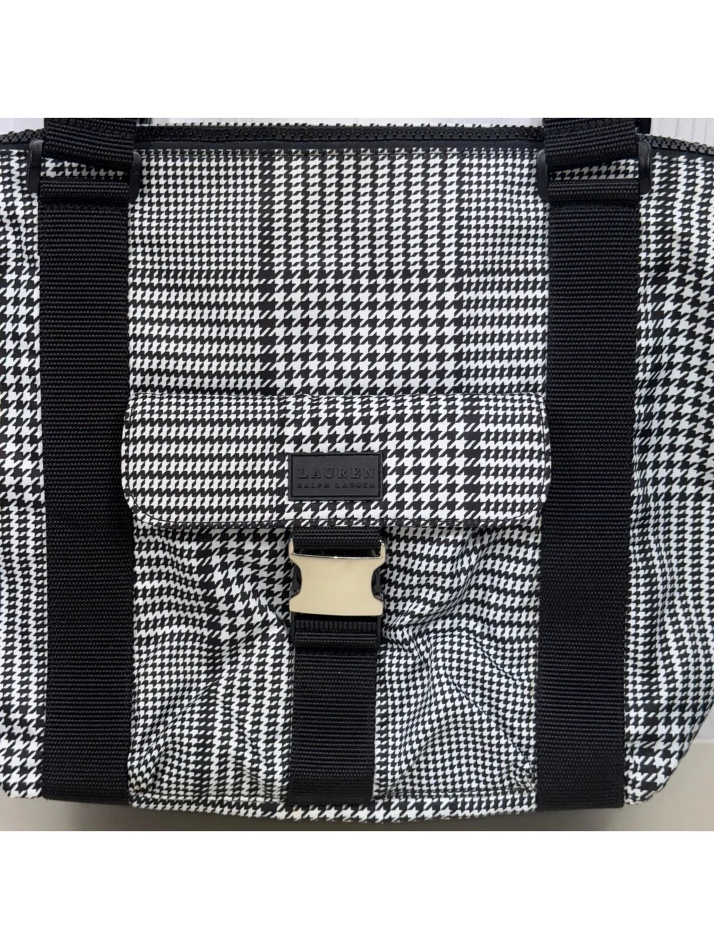 Lauren Ralph Lauren Houndstooth Plaid Tote Bag